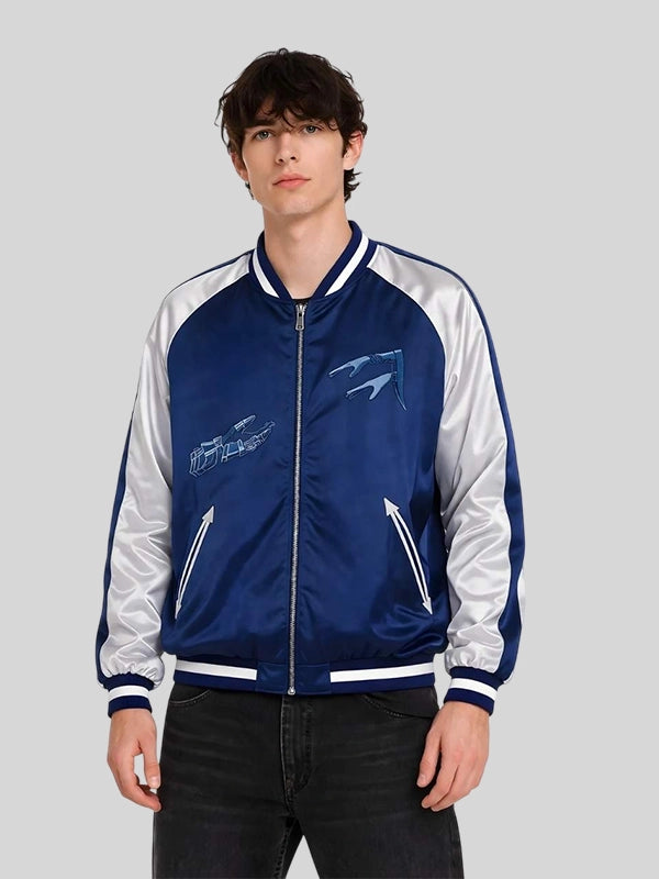 Elden Ring Ranni Jacket Jacket unisex detail view 3 | Dash Racegear — Elden Ring Ranni blue Sukajan jacket, satin embroidered design for standout anime-inspired outfits.