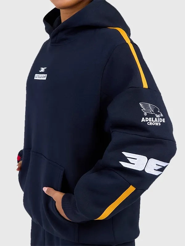 AFL x Elite Eleven Adelaide Hoodie Hoodie unisex detail view 3 | Dash Racegear — Adelaide Crows 2026 hoodie featuring Elite Eleven retro style influence and smooth comfortable wear.