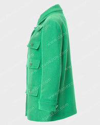 Emily In Paris Emily Cooper Green Coat Coat unisex detail view 2 | Dash Racegear — Emily In Paris Lily Collins Multi-Pocket Coat