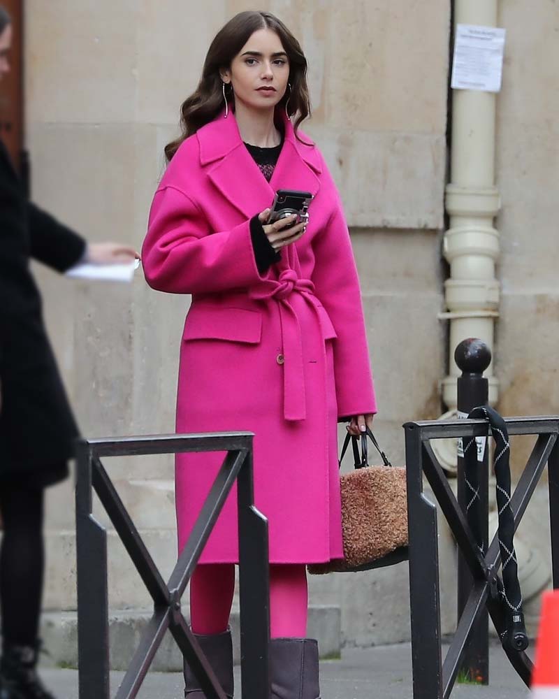 Emily in Paris Emily Cooper Pink Coat Coat unisex detail view 6 | Dash Racegear — Pink Coat Emily in Paris