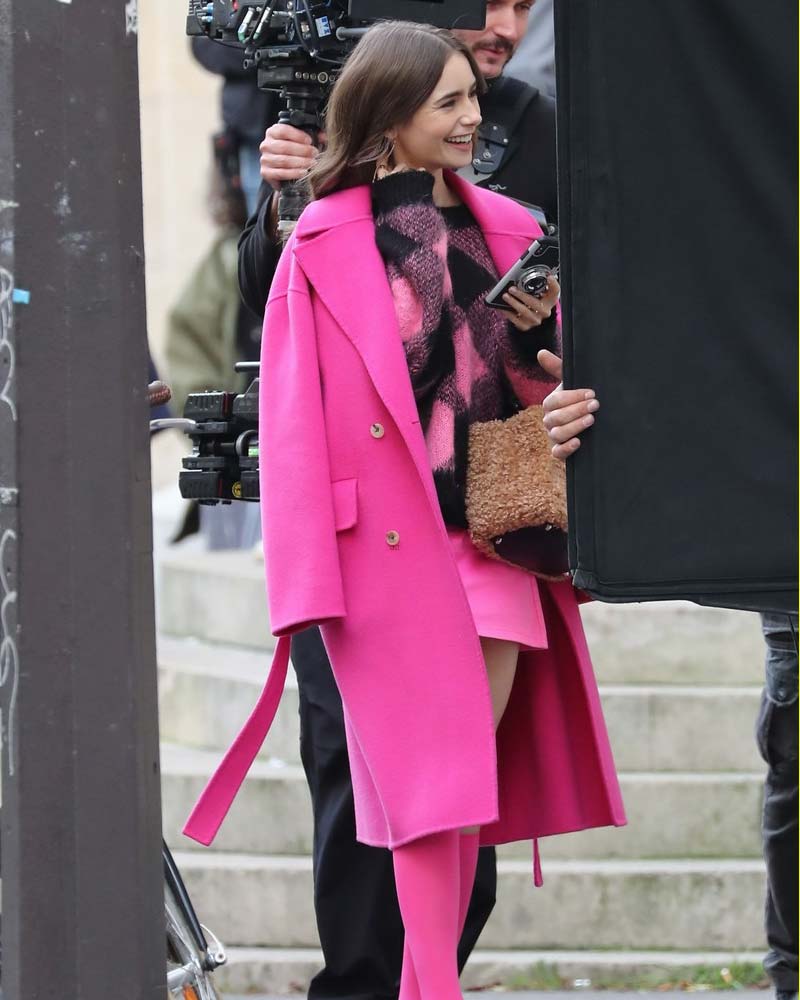 Emily in Paris Emily Cooper Pink Coat Coat unisex detail view 7 | Dash Racegear — Emily In Paris Coat Pink
