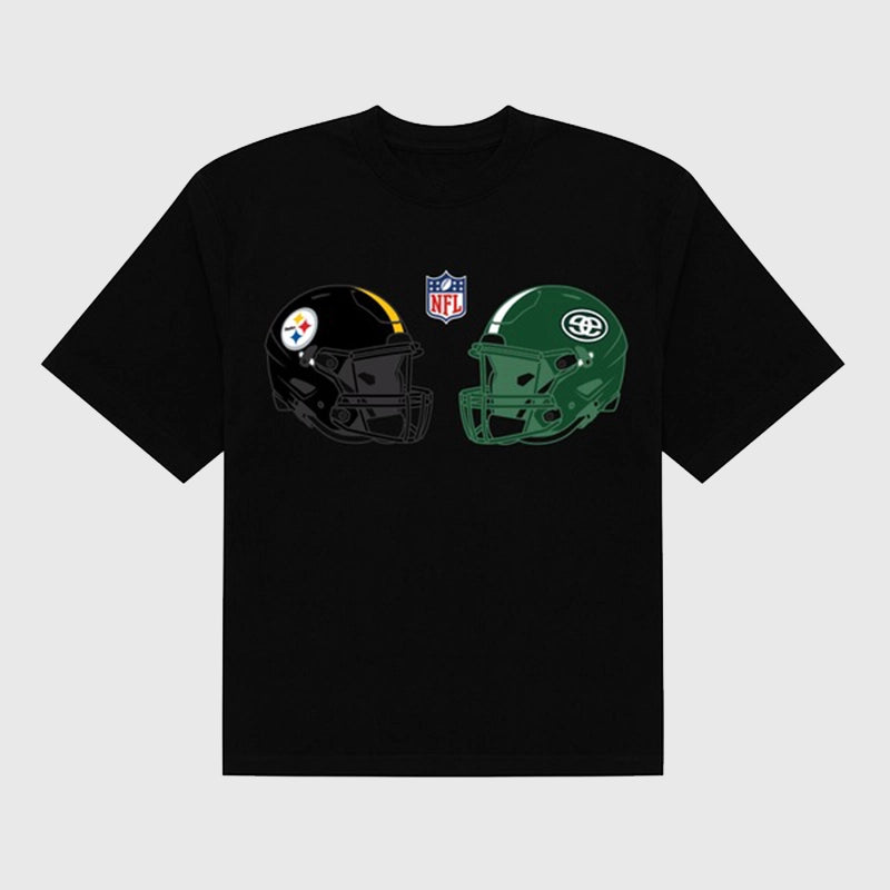 Emporium x Steelers Helmet Logo T-Shirt Shirt unisex front product view | Dash Racegear — Emporium x Steelers helmet logo shirt perfect for game day wear