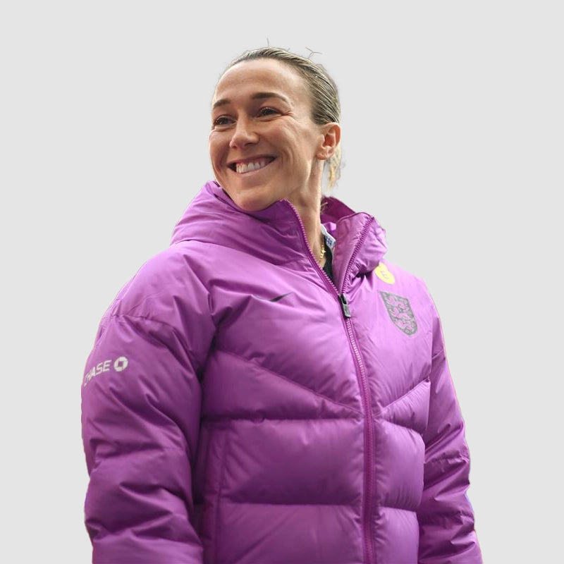 England Lionesses Nike Purple Puffer Jacket Puffer Jacket unisex detail view 4 | Dash Racegear — Nike padded jacket in purple for Lionesses