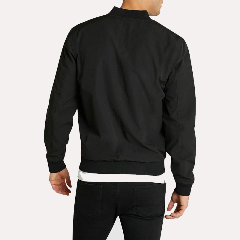Eric Black Bomber Jacket Bomber Jacket unisex detail view 3 | Dash Racegear — Men's Black Bomber Jacket With Zip Closure