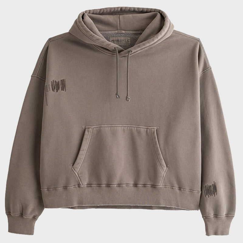 Essential Cropped Popover Hoodie Hoodie unisex front product view | Dash Racegear — Essential Cropped Popover Hoodie Brown