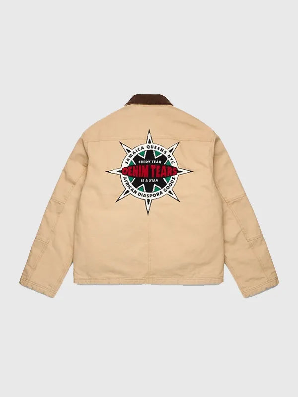 Denim Tears Every Tear Is A Star Work Jacket Jacket unisex detail view 2 | Dash Racegear — Khaki Denim Tears 2026 work jacket, featuring Every Tear Is A Star design for casual style.