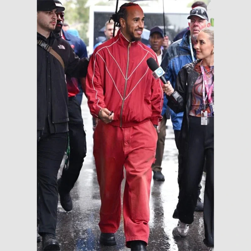 Lewis Hamilton Red Tracksuit Tracksuit unisex front product view | Dash Racegear — Limited Edition Lewis Hamilton Red Tracksuit – Speed & Style