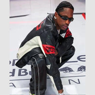F1 Grand Prix of Miami Travis Scott Leather Jacket Leather Jacket unisex detail view 3 | Dash Racegear — F1-style leather jacket seen on Travis Scott in Miami