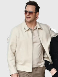 Chris Pratt F1 Japanese Grand Prix 2026 Jacket Jacket unisex detail view 3 | Dash Racegear — Beige leather Chris Pratt 2026 F1 jacket, ideal for motorsport enthusiasts and streetwear looks.
