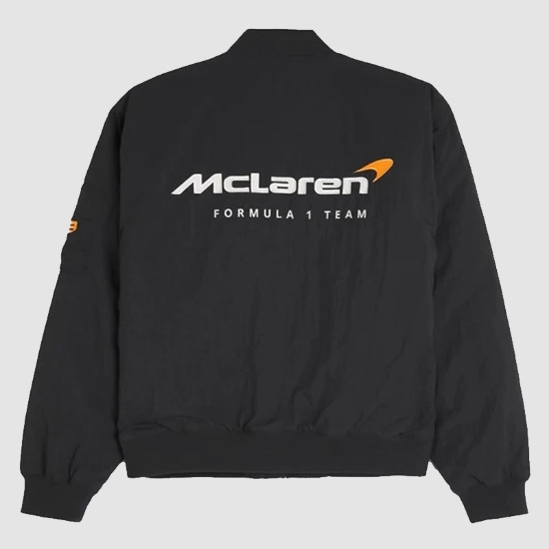 McLaren Bomber Black Jacket Jacket unisex detail view 2 | Dash Racegear — Black Bomber by McLaren – Motorsport Aesthetic