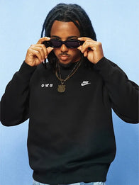 FC Barcelona x Olivia Rodrigo x Spotify Crewneck sweatshirt Sweatshirt unisex detail view 3 | Dash Racegear — FC Barcelona x Olivia Rodrigo x Spotify 2026 black crewneck by Nike, unisex relaxed sweatshirt for sporty streetwear style