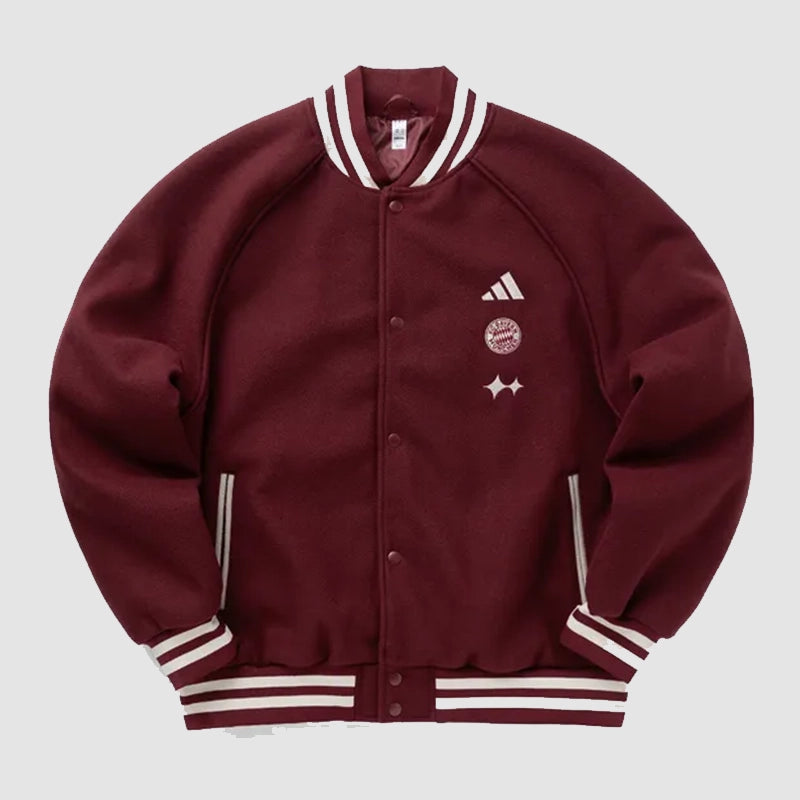FC Bayern x BSTN Adidas Jacket Jacket unisex front product view | Dash Racegear — Adidas FC Bayern x BSTN Jacket – Stylish Club-Inspired Jacket