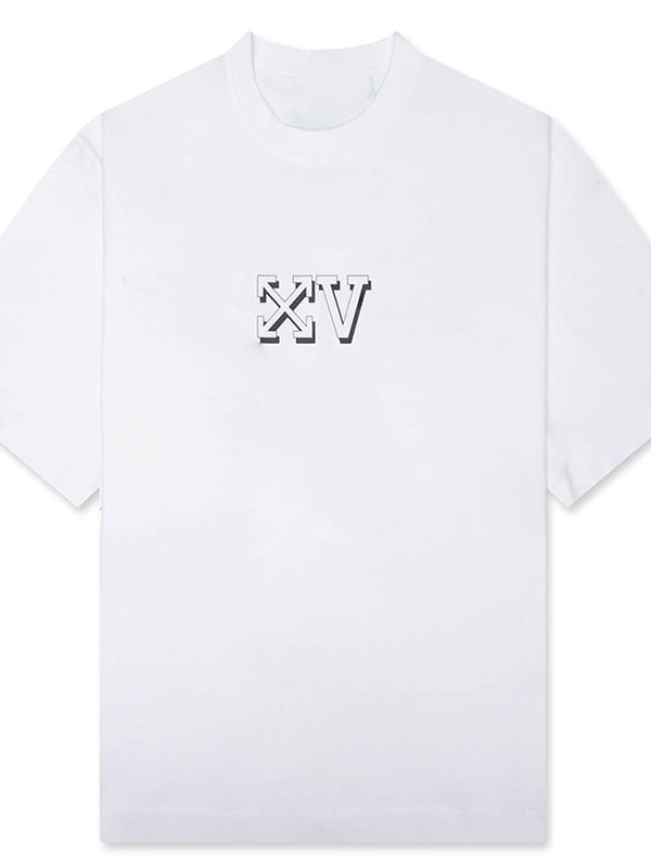 FEATURE x Off-White c/o Virgil Abloh T-Shirt Shirt unisex front product view | Dash Racegear — White FEATURE x Off-White Anniversary Skate T-shirt featuring a versatile design and modern streetwear-inspired style.
