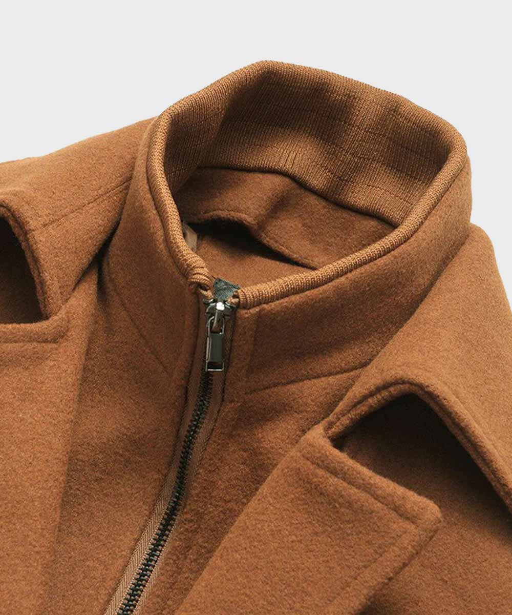 Mens Winter Wool Coat Jacket men detail view 2 | Dash Racegear — Mens Winter Wool Coat