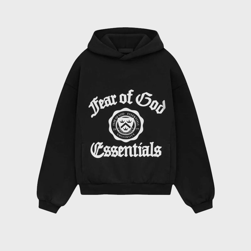 Fear OF God Essentials University Hoodie Hoodie unisex front product view | Dash Racegear — Fear of God Essentials Streetwear – University Hoodie Edition