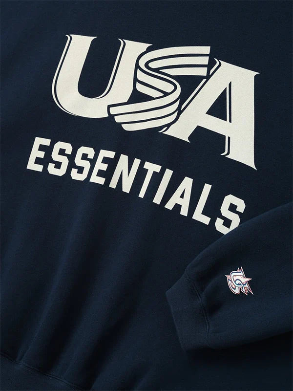 Essentials USA Baseball Sport Hoodie Hoodie unisex detail view 3 | Dash Racegear — Essentials 2026 USA Baseball sport fleece hoodie by Fear of God, ideal for casual athletic looks.