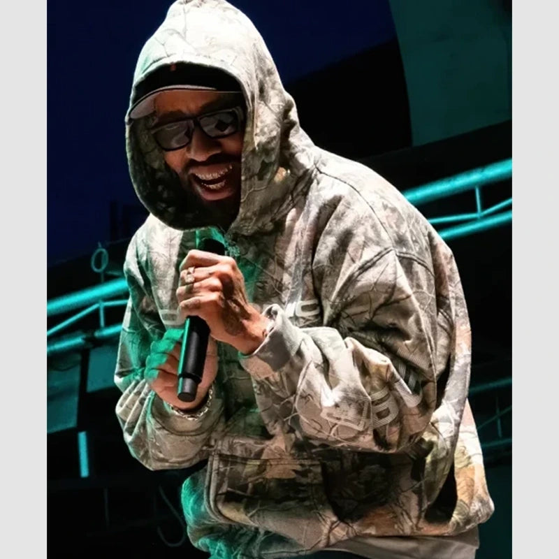 Larry June’s Camo Hoodie Hoodie unisex detail view 3 | Dash Racegear — Larry June Camo Print Hoodie – Music-Inspired Outerwear