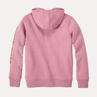 Pink Carhartt Sleeve Logo Hoodie Hoodie unisex detail view 4 | Dash Racegear — Back view of the Carhartt unisex fleece hoodie in pink, showcasing its cozy hood and durable stitching.