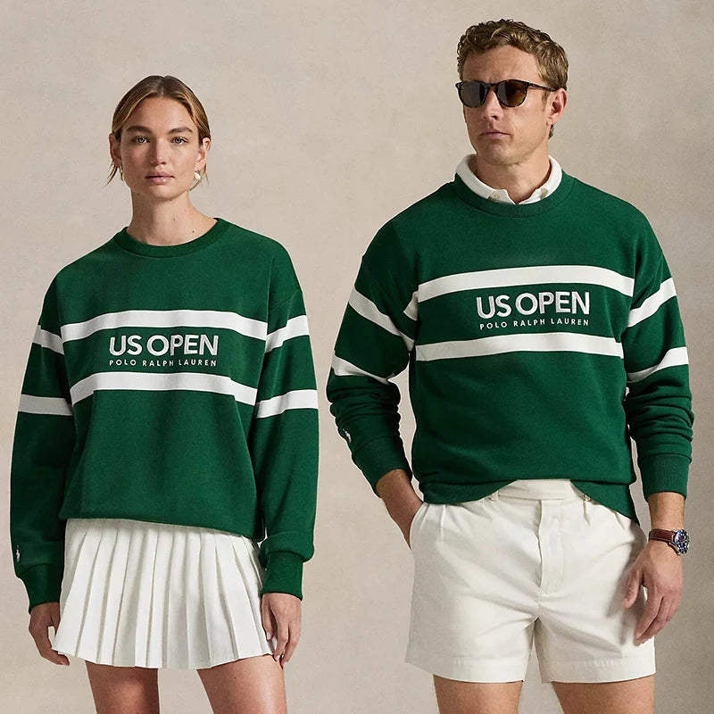 Ralph Lauren US Open 2025 Vintage Fit Sweatshirt Sweatshirt unisex detail view 2 | Dash Racegear — US Open 2025 Polo Ralph Lauren vintage green fleece sweatshirt featuring stripes.