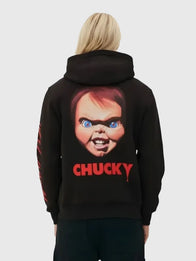 Primark Black Chucky Hoodie Hoodie unisex detail view 2 | Dash Racegear — Recreated Primark black Chucky hoodie crafted in fleece fabric with a comfortable pullover silhouette