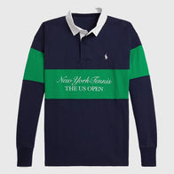 Ralph Lauren US Open Vintage Fit Rugby Shirt Shirt unisex front product view | Dash Racegear — Polo Ralph Lauren US Open 2025 Vintage Fit Rugby Shirt in navy and green