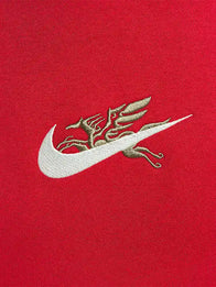 Nike Sportswear Year of the Horse Hoodie Hoodie unisex detail view 4 | Dash Racegear — Red fleece pullover hoodie blending cultural inspiration with classic Nike Sportswear comfort