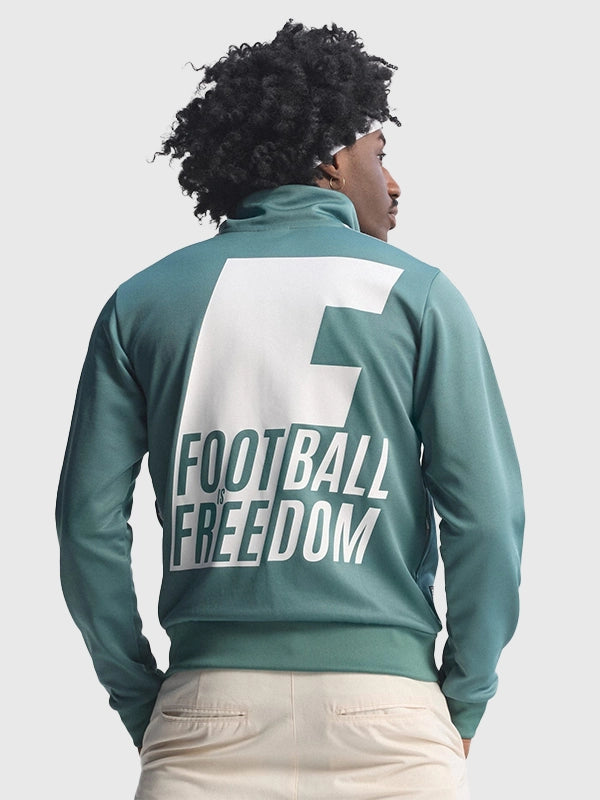 Adidas x Bob Marley Track Jacket Jacket unisex detail view 2 | Dash Racegear — Green unisex Adidas x Bob Marley Track Jacket with expressive graphic celebrating football and freedom.