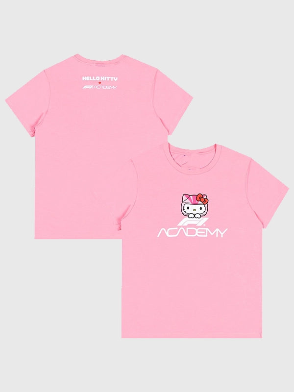 Formula 1 Academy Hello Kitty Logo T-Shirt Shirt unisex front product view | Dash Racegear — Formula 1 Academy 2025 T-Shirt – Hello Kitty Collaboration Design