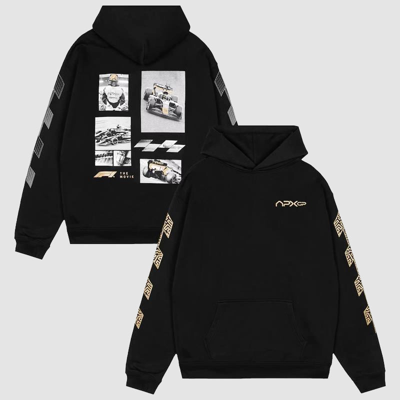 Formula 1 The Movie APXGP Photo Collage Hoodie Jacket unisex detail view 3 | Dash Racegear — F1 The Movie hoodie with bold APXGP graphic artwork