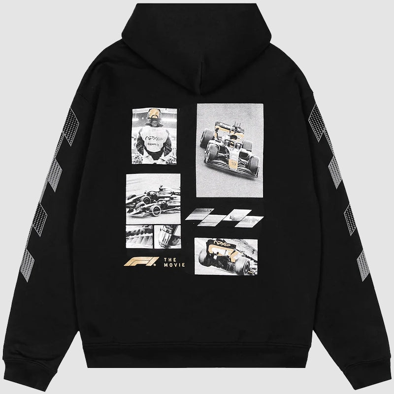 Formula 1 The Movie APXGP Photo Collage Hoodie Jacket unisex front product view | Dash Racegear — Graphic hoodie featuring APXGP imagery from F1 The Movie
