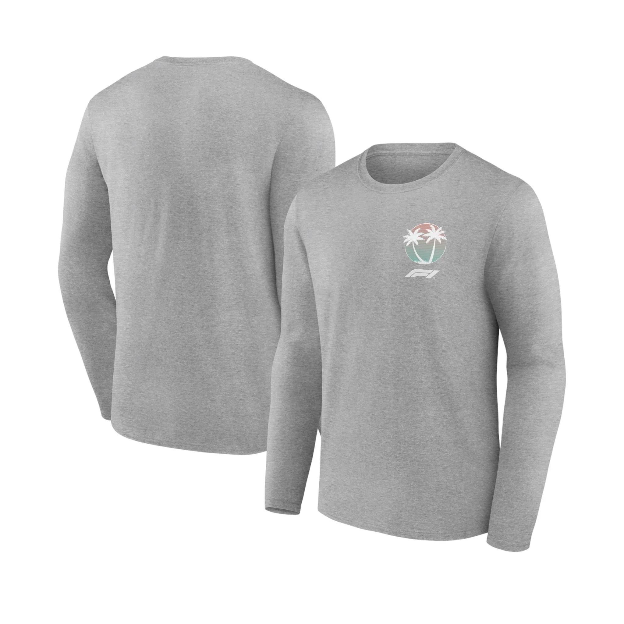 Formula 1 Beach Club Graphic Long Sleeve T - Shirt Sport Gray - 3X - Large