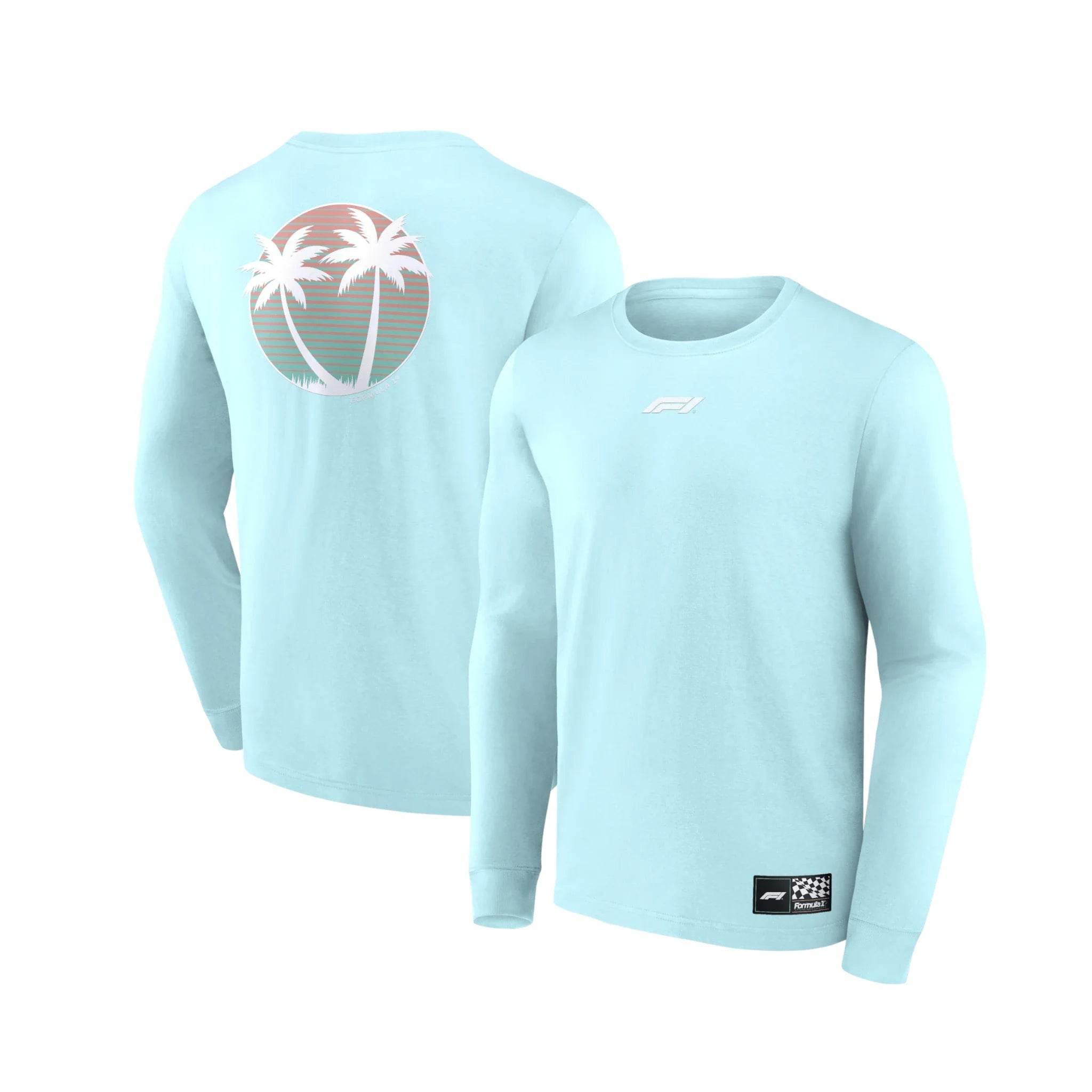 Formula 1 Beach Club Printed Long Sleeve T-Shirt Blue - Dash Racegear Store