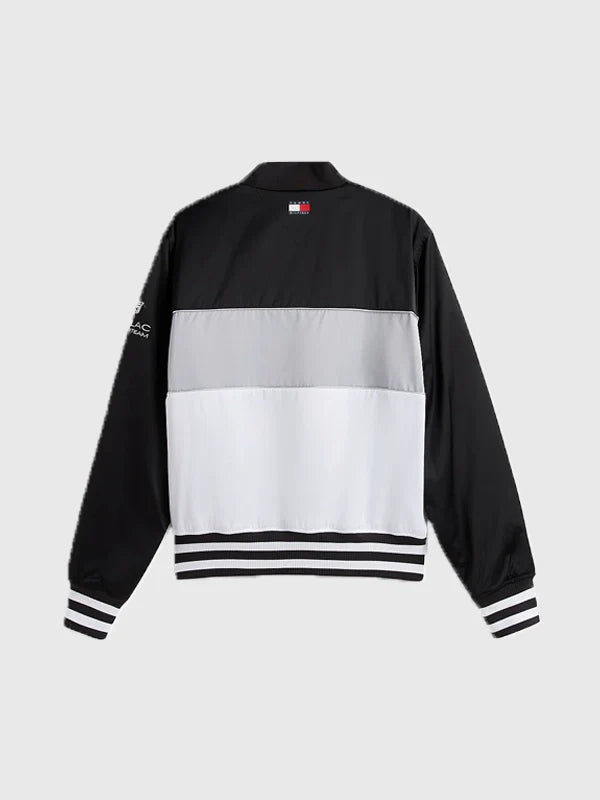 Tommy Hilfiger x Cadillac F1 Team Miami Varsity Jacket Varsity Jacket unisex detail view 4 | Dash Racegear — Tommy Hilfiger Cadillac F1 2026 Miami Varsity Jacket Black & White classic varsity silhouette with snap buttons for casual outings