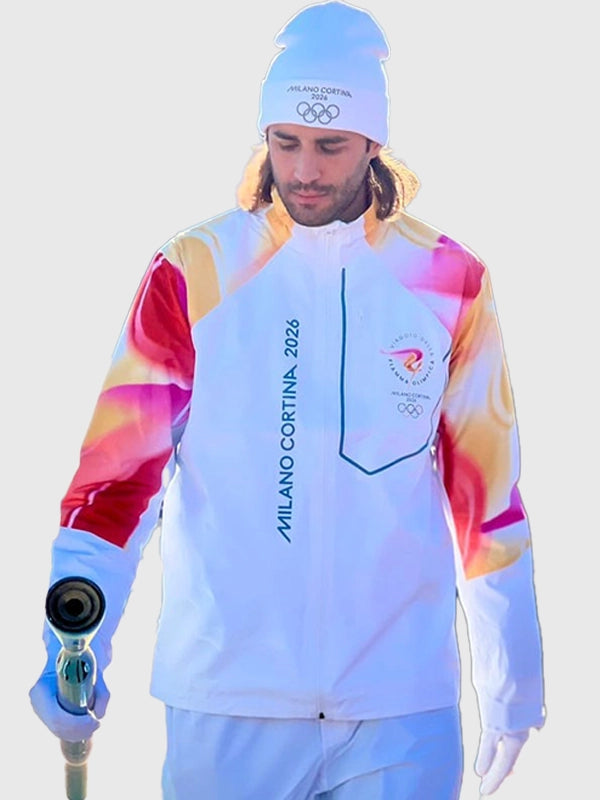 Milano Cortina 2026 Olympics Torchbearers Jacket Jacket unisex detail view 8 | Dash Racegear — White unisex full-zip hooded jacket inspired by Milano Cortina 2026 Winter Olympics torchbearer style