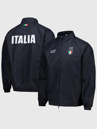 Winter Olympics 2026 Team Italy EA7 Emporio Armani Tech Jacket Jacket unisex front product view | Dash Racegear — Milano Cortina 2026 Winter Olympics black puffer jacket, EA7 Emporio Armani Team Italy edition, ideal for cold-weather activities and fan…