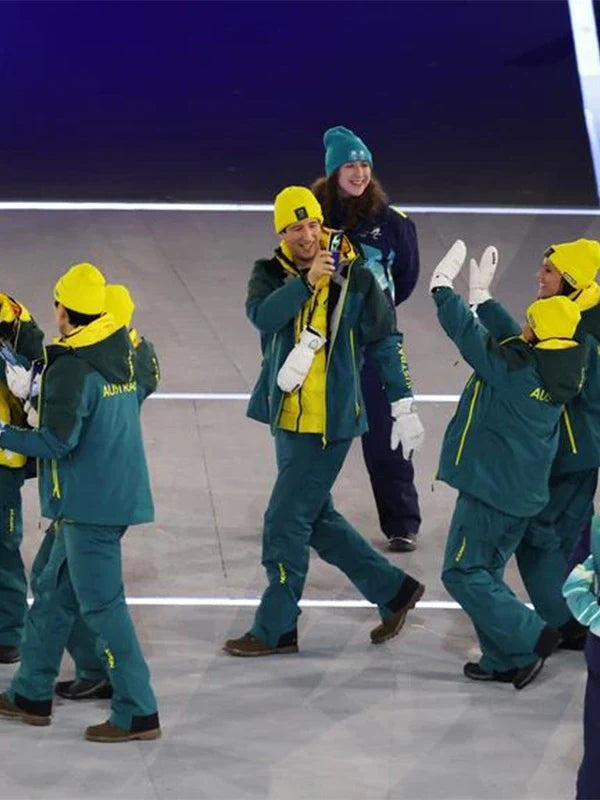 Winter Olympics 2026 Opening Ceremony Team Australia Jacket Jacket unisex detail view 4 | Dash Racegear — Milano Cortina 2026 Team Australia full-zip hooded jacket in green, perfect for fans watching Olympic celebrations.