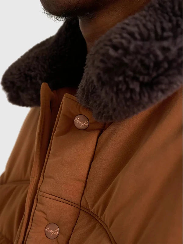 Stranger Things Wrangler Jim Hopper Jacket Jacket unisex detail view 5 | Dash Racegear — Fans wear the David Harbour Jim Hopper brown puffer jacket for warmth, attitude, and Stranger Things style.