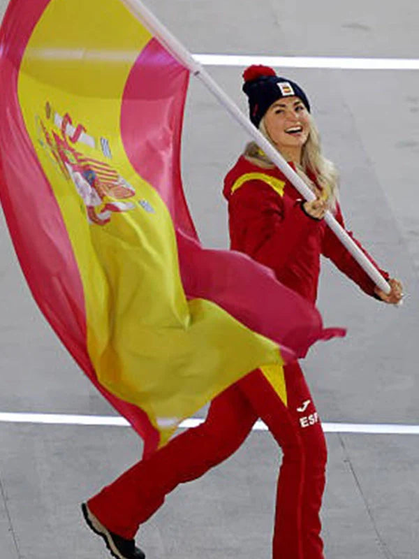 Winter Olympics 2026 Opening Ceremony Team Spain Jacket Jacket unisex detail view 4 | Dash Racegear — Stay game-day ready in the Team Spain red unisex anorak jacket, perfect for Winter Olympics events.