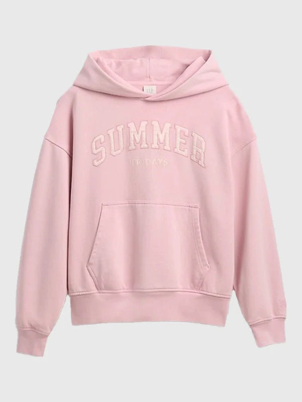 Gap × Summer Fridays Pink Hoodie Hoodie unisex detail view 3 | Dash Racegear — Gap × Summer Fridays Pink Logo Pullover Hoodie, oversized fit and warm fleece for relaxed comfort.