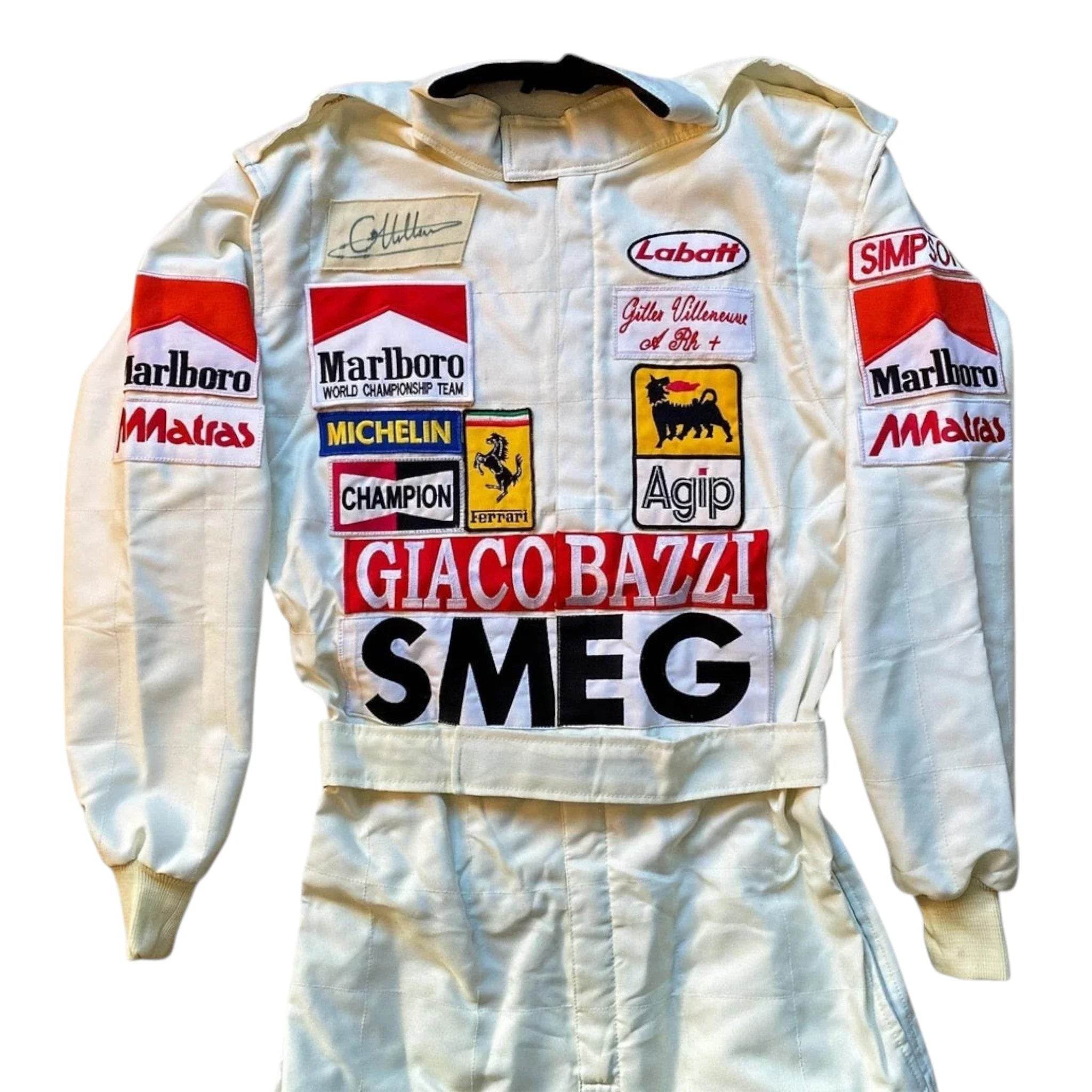 GILLES VILLENEUVE SIGNED Ferrari 1980 F1 REPLICA Race SUIT - Dash Racegear Store