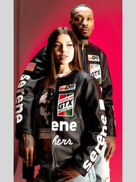 Serene GT Leather Jacket Leather Jacket unisex detail view 2 | Dash Racegear — Black leather double zipper jacket by Serene GT, ideal for bold casual and night looks.