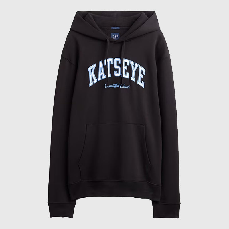 Gap Katseye Black Hoodie Hoodie unisex front product view | Dash Racegear — Katseye Black Hoodie by Gap – Modern Comfortable Streetwear