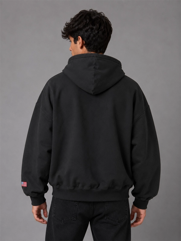 Gap x Katseye Lara Hoodie Hoodie unisex detail view 6 | Dash Racegear — Black Gap x Katseye hoodie carrying Lara edition marks, loose torso cut, ribbed cuffs, and fleece backing
