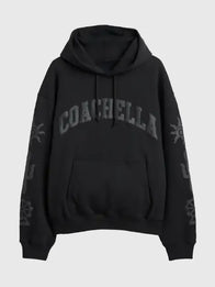 Gap × Coachella Oversized Hoodie Hoodie unisex front product view | Dash Racegear — Gap × Coachella oversized black pullover hoodie, perfect for festival vibes and cozy wear.