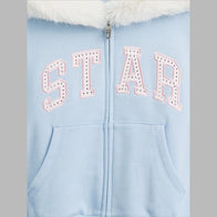 Gap × Sandy Liang Vegan Fur-Trim Crop Zip Hoodie Hoodie unisex detail view 4 | Dash Racegear — Vegan fur-trim cropped hoodie from Gap × Sandy Liang collab