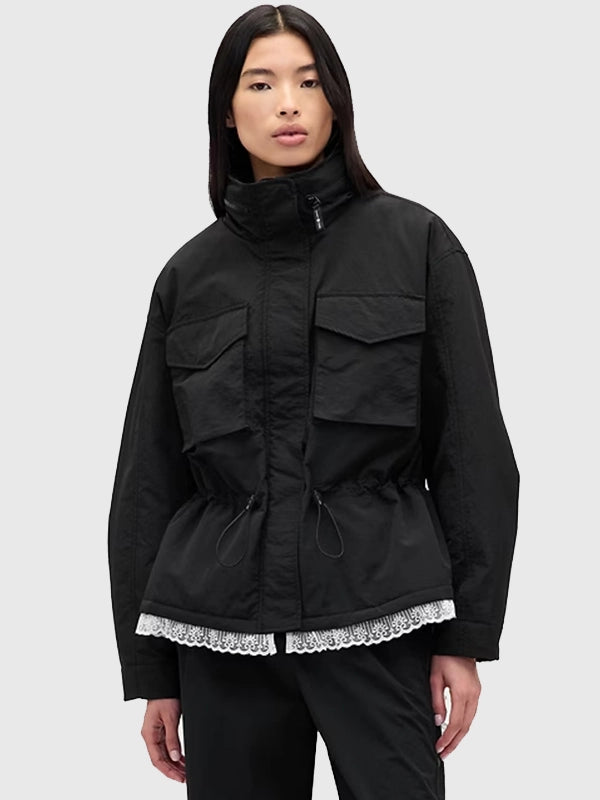 Gap × Sandy Liang Lace-trim Cinched Jacket Jacket unisex detail view 2 | Dash Racegear — Stylish and versatile jacket featuring lace-trimmed cinched design by Sandy Liang