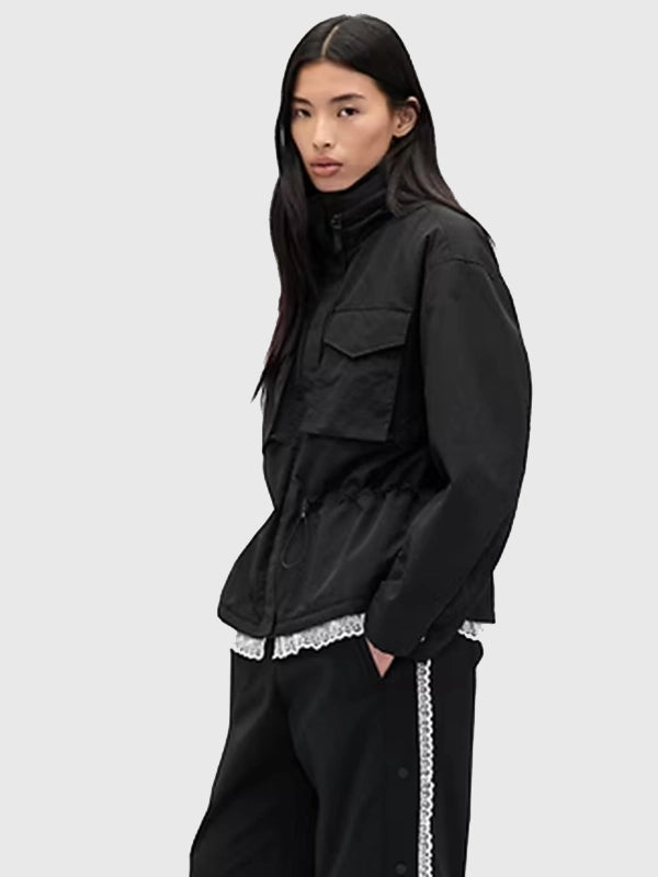 Gap × Sandy Liang Lace-trim Cinched Jacket Jacket unisex detail view 3 | Dash Racegear — Chic cinched outerwear from Gap × Sandy Liang capsule drop