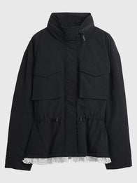 Gap × Sandy Liang Lace-trim Cinched Jacket Jacket unisex front product view | Dash Racegear — Elegant cinched jacket with lace detailing by Sandy Liang for Gap