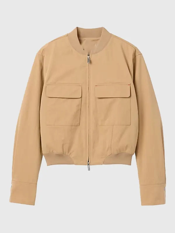 Gap × Victoria Beckham Bomber Jacket Bomber Jacket unisex front product view | Dash Racegear — Victoria Beckham Gap 2026 camel bomber jacket, minimalist outerwear for modern casual fashion looks.