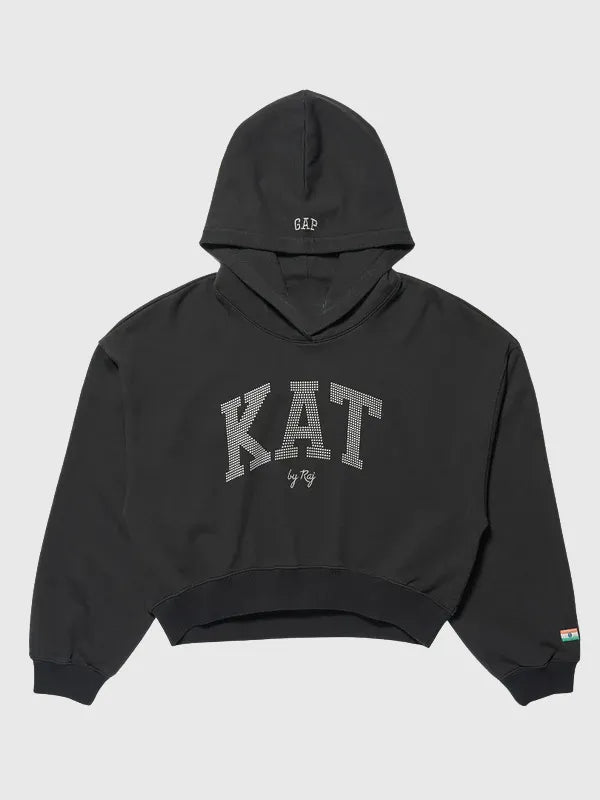 Gap x Katseye Lara Hoodie Hoodie unisex front product view | Dash Racegear — 2026 Gap x Katseye Lara hoodie, black oversized design with soft fleece for effortless comfort.